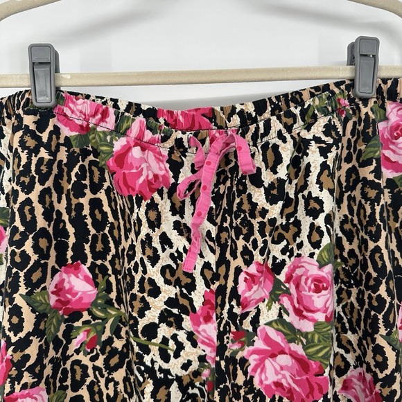 2-Pc NICK & NORA Leopard Print Roses 3/4 Ruffle Sleeves Capri Pajamas Sz XXL - Picture 8 of 12
